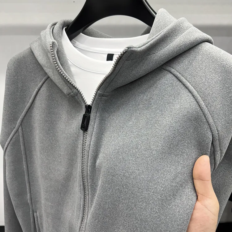 春秋新款连帽开衫拉链卫衣时尚绵羊毛夹克百搭宽松中青年潮流外套