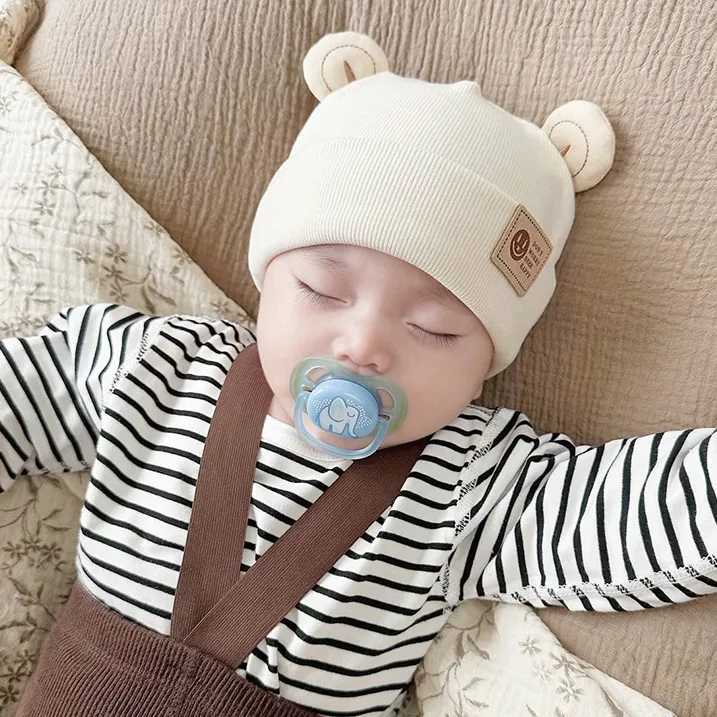 幼儿套头帽婴儿帽子秋冬季小月龄宝宝0-3月6胎帽无骨护囟门套头帽