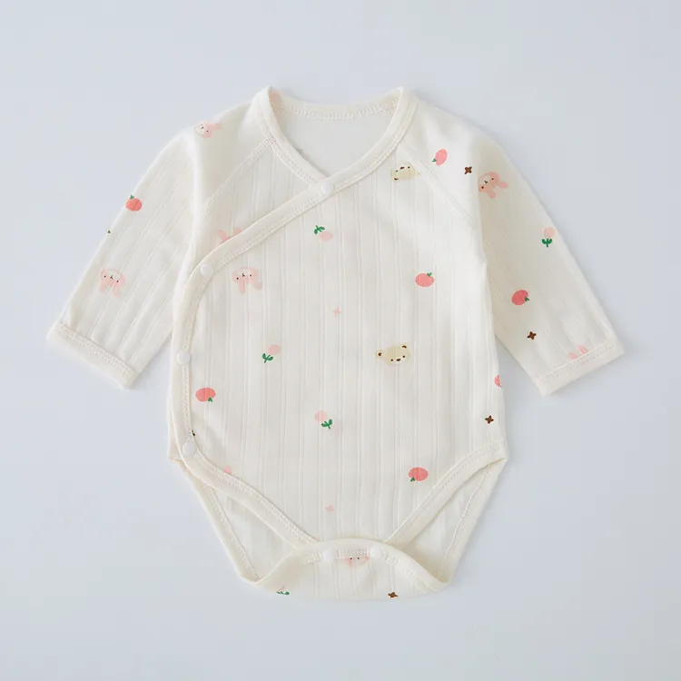 婴儿包屁衣纯棉新生儿双层护肚三角哈衣男女宝宝连体衣打底睡衣