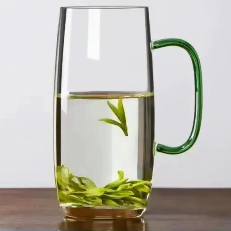 绿茶杯 400ml 高硼硅玻璃材质透明耐热中式日常喝水杯无色