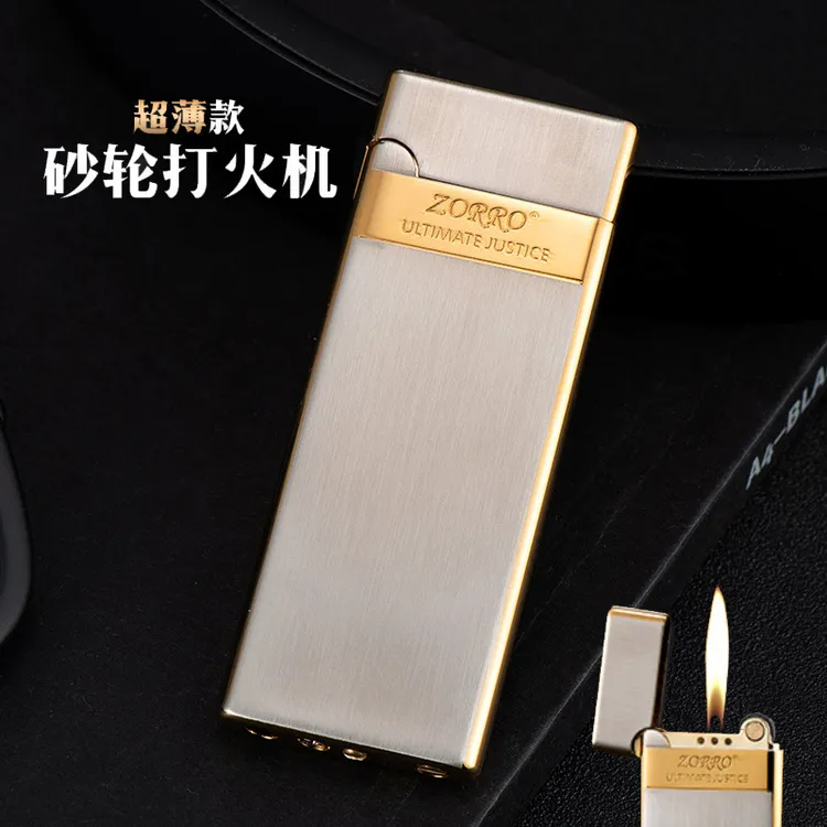 ZORRO佐罗超薄小巧便携充气打火机明火金属个性创意砂轮男士高档