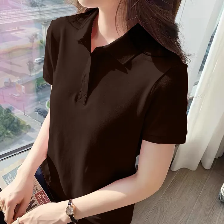 大码纯棉polo衫短袖t恤女2025夏季新款爆款减龄女士洋气翻领上衣