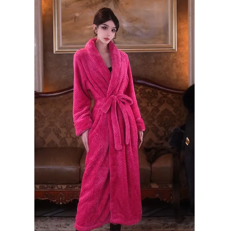 收腰显瘦睡袍女冬季加绒加厚女法兰绒睡衣浴袍家居服秋冬2025新款