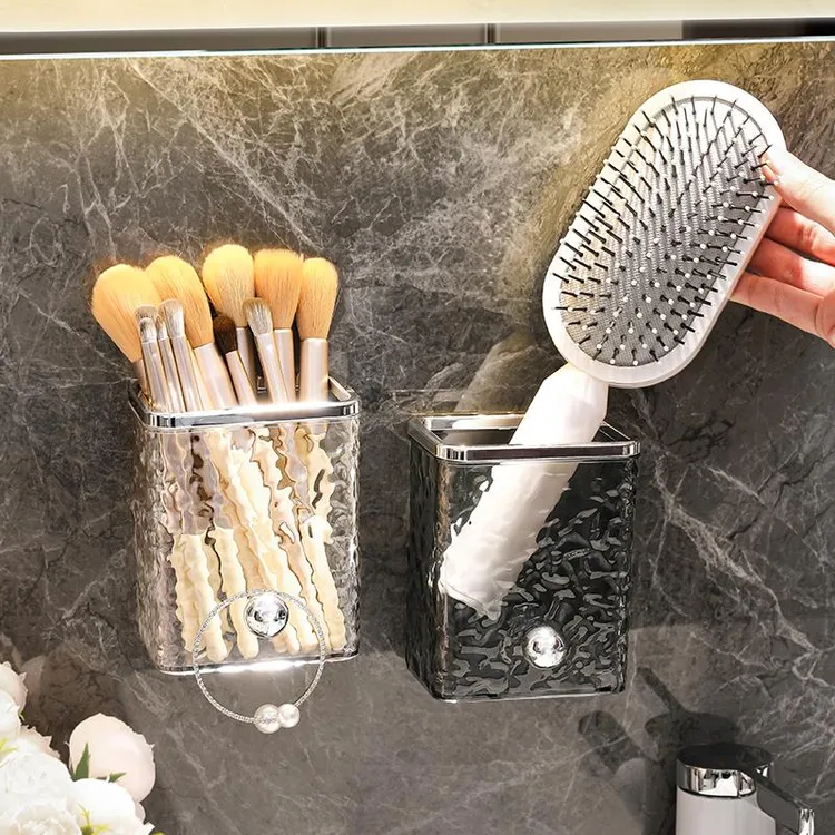 梳子置物架壁挂免打孔浴室洗漱台卫生间墙上放牙刷牙膏牙膏收纳筒