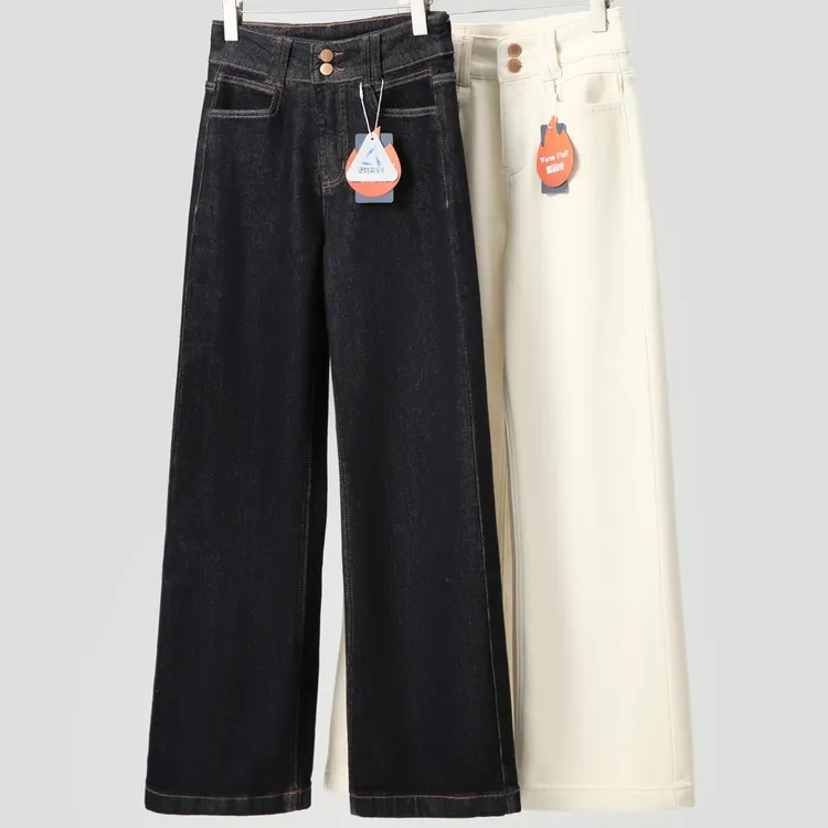 黑金加绒加厚牛仔裤 一体暖舒绒新疆长绒棉 速热防褪色直筒四面弹