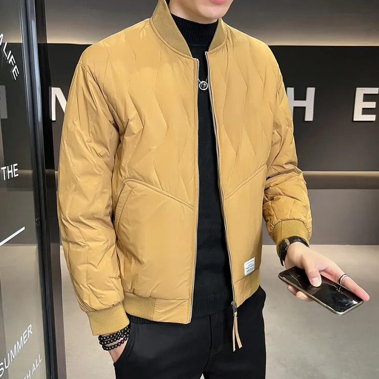 棒球领轻薄羽绒服男冬季2025年新款高端时尚潮流男装冬季款外套
