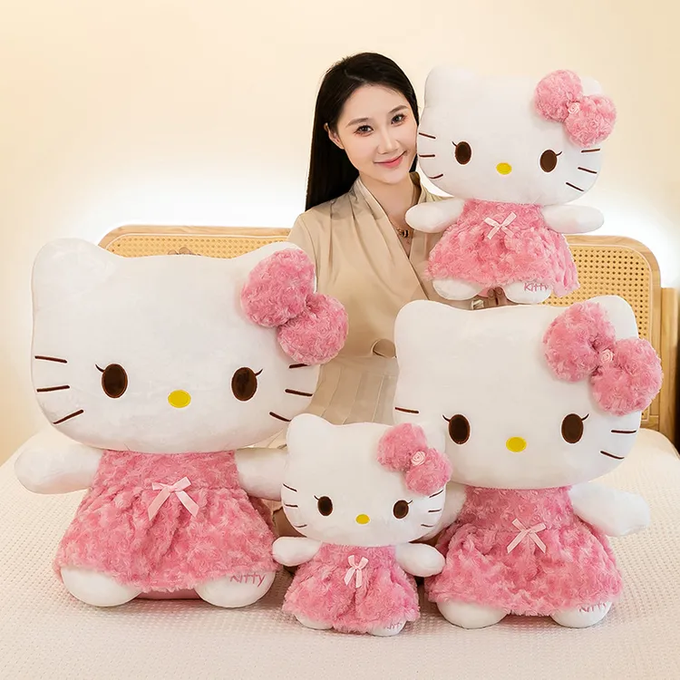 新款玫瑰绒猫咪公仔美乐蒂玩偶毛绒玩具布娃娃女孩猫猫圣诞玩偶