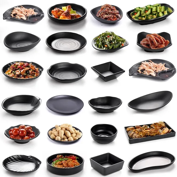 密胺黑色碟子小菜KTV酒吧小吃碟凉菜盘子创意油炸餐厅味碟商用盘