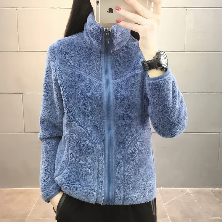 抓绒衣女两面穿绒冬季户外加绒加厚保暖摇粒绒内胆开衫专业