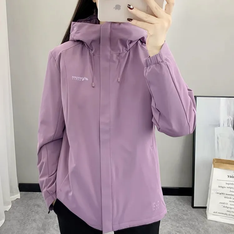 新款户外机行棉风衣运动休闲连帽女防风保暖夹棉冲锋衣登山服外套