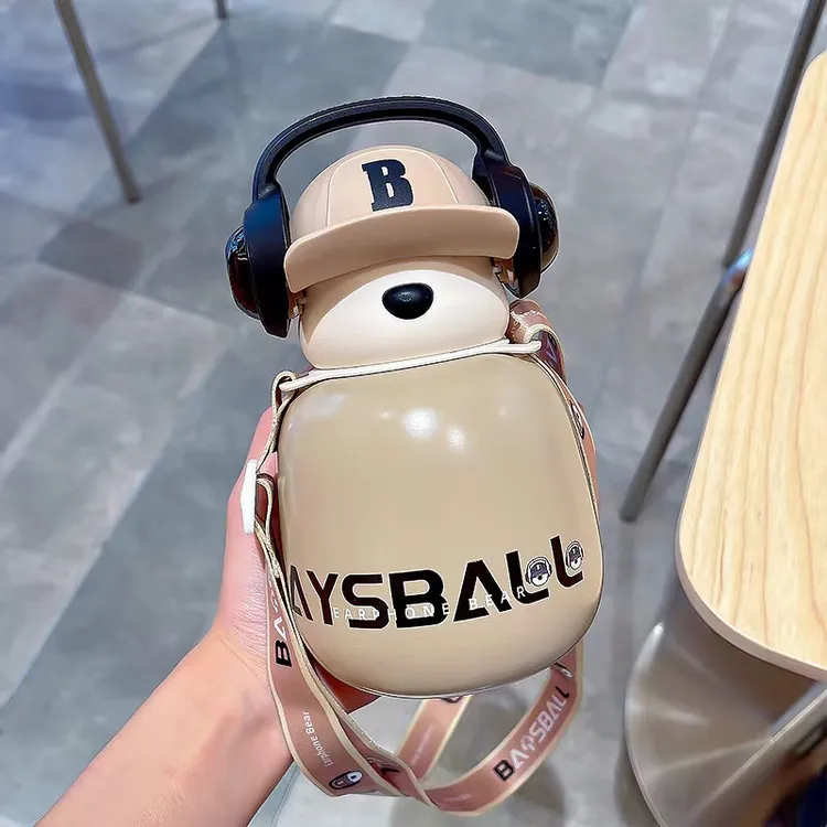 高颜值儿童保温杯耳机熊保温杯可爱创意吸管杯小巧便携保温杯吸管