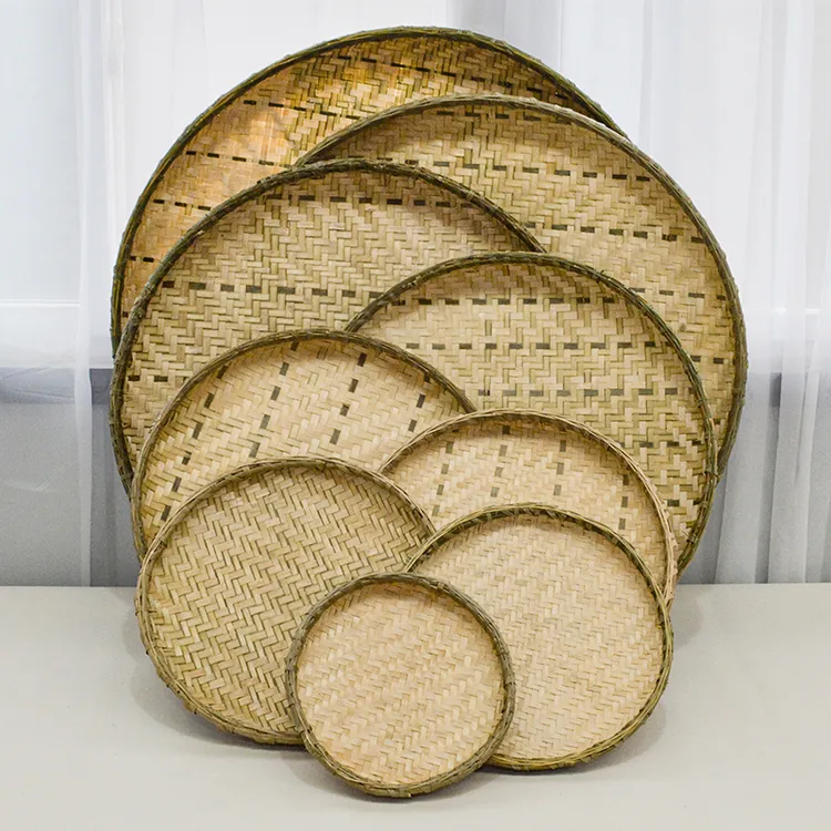 【竹簸箕米筛】厨房竹编大簸箕大号圆形竹筛子家用干货晾晒竹圆簸箕