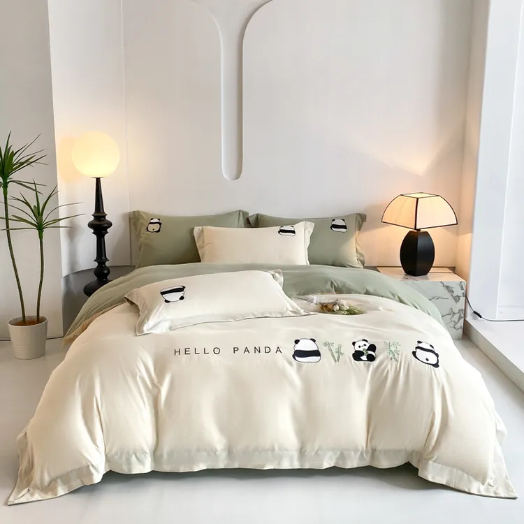 【热卖】新款加厚磨毛四件套刺绣款套件款1.5/1.8床上用品套件轻奢