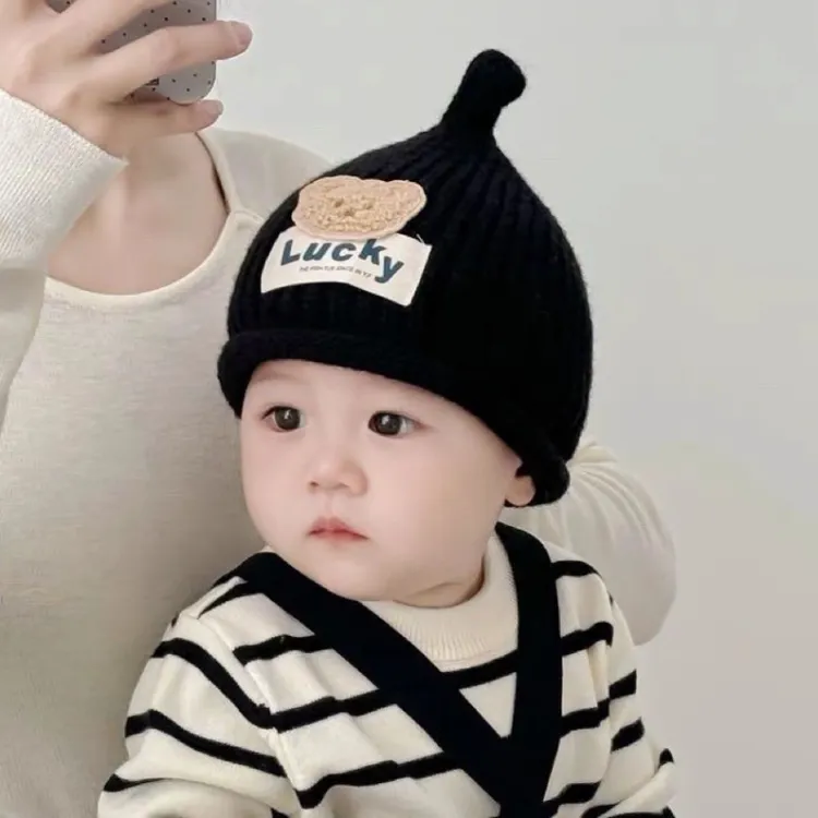 韩版婴儿帽子秋冬季可爱超萌揪揪帽男女宝宝套头帽婴幼儿网红