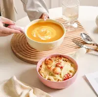 拼色手把碗陶瓷餐具家用陶瓷面碗饭碗水果沙拉碗好看实用釉下彩