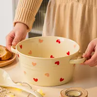 10英寸奶油风桃心双耳大汤碗大容量螺蛳粉碗面碗陶瓷面碗和面碗