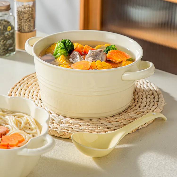 奶fufu陶瓷双耳大汤碗ins泡面碗螺蛳粉碗少女心大容量高颜值家用