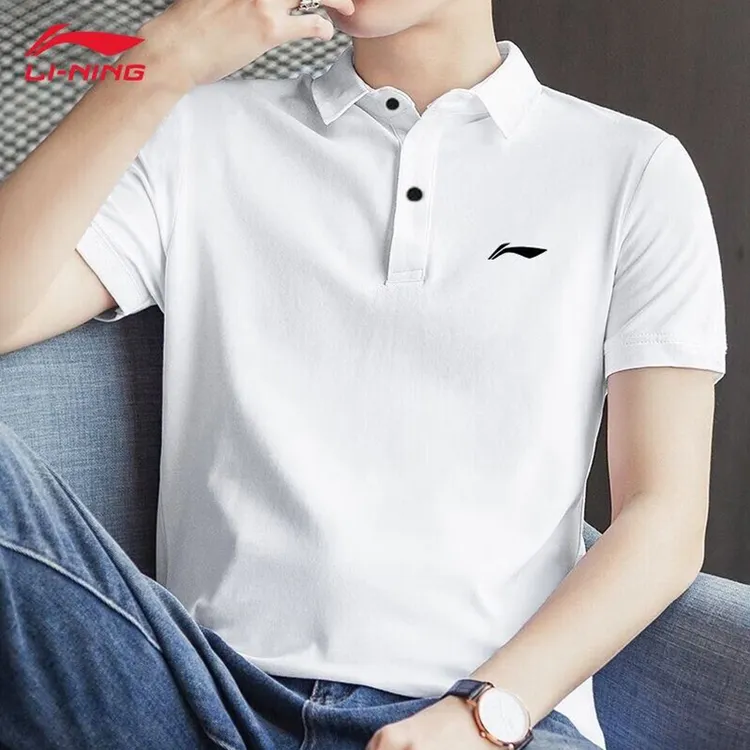 李宁POLO衫男女同款短袖棉T恤2025夏季大码休闲宽松翻领衣