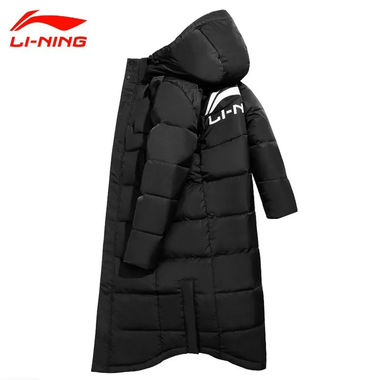 李宁羽绒服男新品冬季长款过膝防风保暖加厚连帽外套男女同款大码