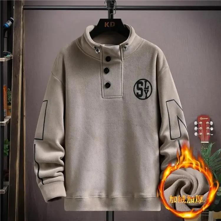 学生男 美拉德冬天卫衣加厚长袖高领保暖上衣帅气青少年加绒卫衣