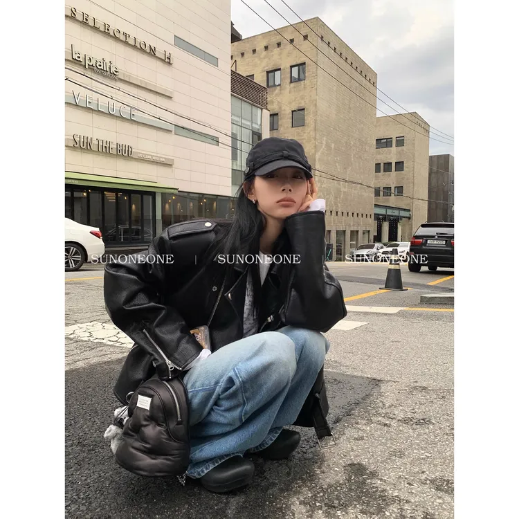 小个子PU皮机车外套女复古黑色皮衣2025春秋新款上衣短款百搭时尚