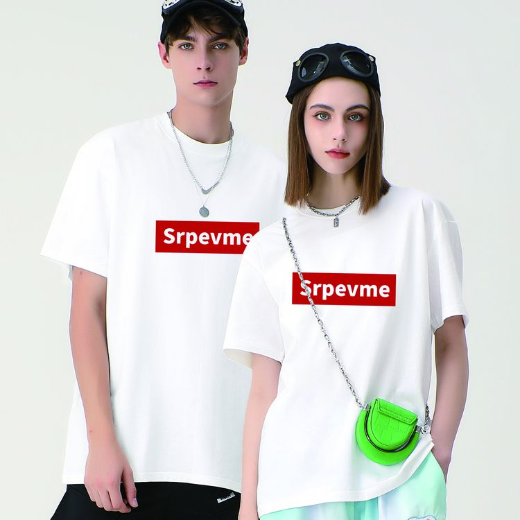 Srpevme时尚奢品新款男女重磅纯棉针织半袖宽松T恤男女百搭夏季