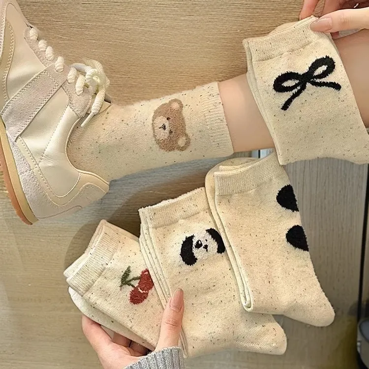 【到手5双】秋冬款点子纱纯色可爱卡通蝴蝶结ins鲨鱼裤外搭袜子