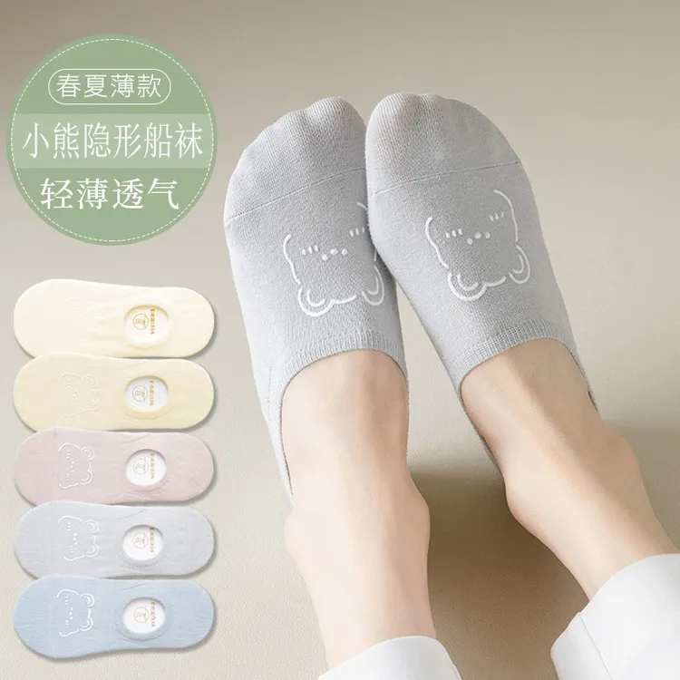 夏季薄款卡通小熊透气船袜女袜浅口隐形短袜百搭55