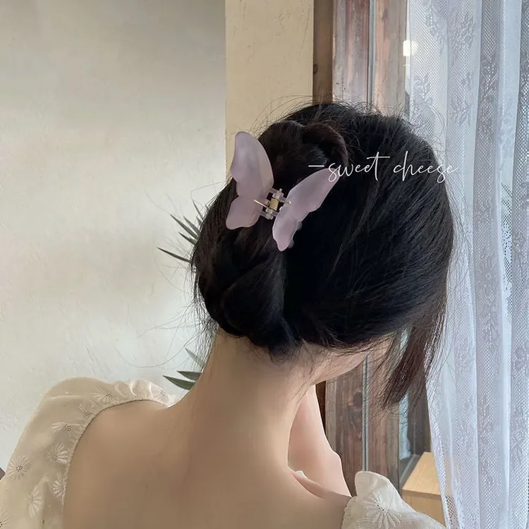 超仙气蝴蝶抓夹鲨鱼夹 夏季后脑勺发夹小号头饰夹子发饰
