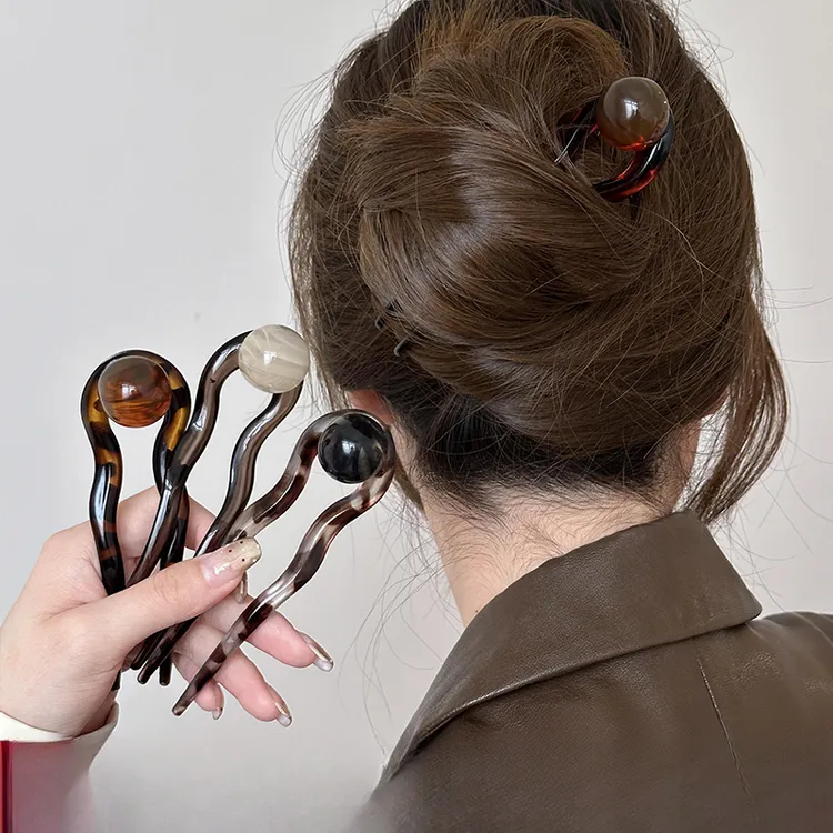 复古新中式U型发簪女高级感丸子头盘发头饰2024新款簪子气质发饰