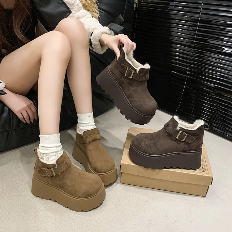 小个子7cm增高厚底雪地靴女2025冬季加绒加厚韩版百搭休闲时尚鞋