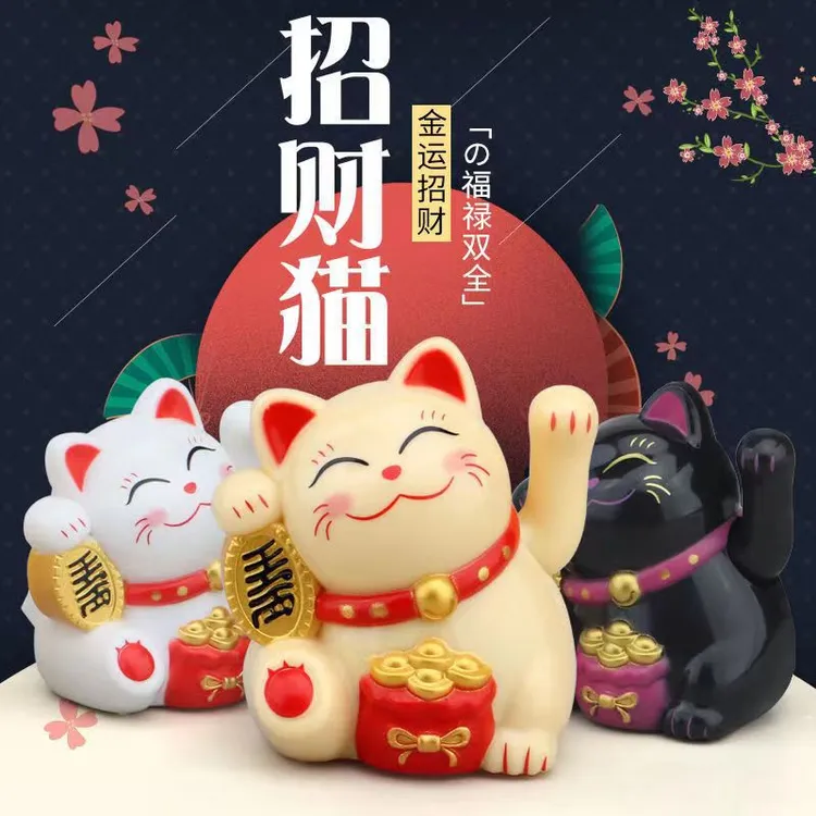 招财猫太阳能新款摆件自动招手汽车电视柜桌面家居客厅房间装饰