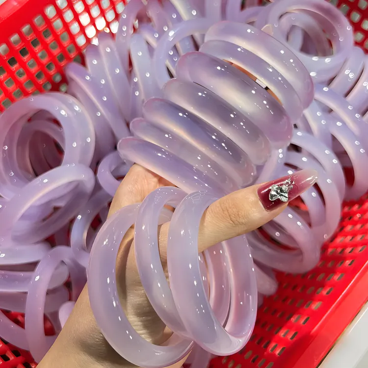 天然紫罗兰玛瑙手镯女玉镯官方保真冰透玉镯送女友礼物多样性发一