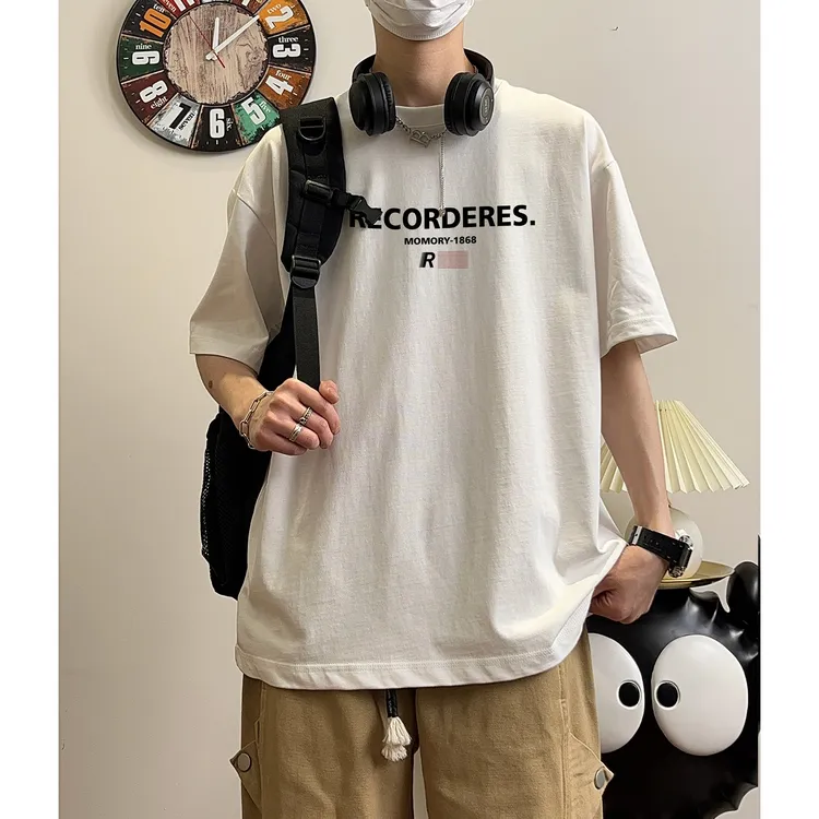 NINEDAO/玖岛短袖T恤男夏季宽松上衣ins潮牌半袖复古男生纯棉港风