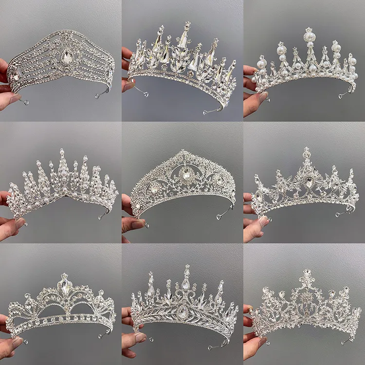 韩式新娘银色公主皇冠头饰结婚大气生日网红超闪宴会成年礼王冠