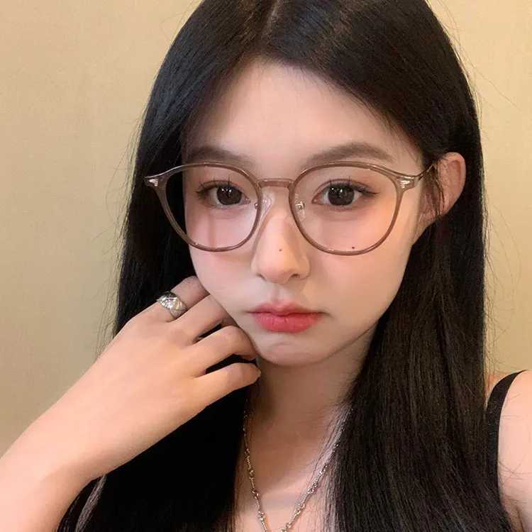 冷茶色眼镜女近视可配有度数方圆脸素颜神器大脸防蓝光眼睛框镜架