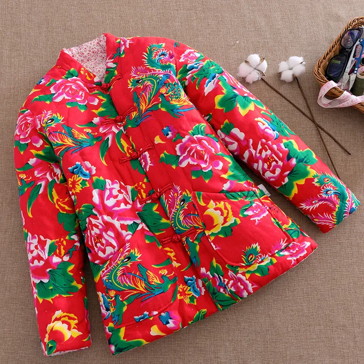 东北大花布棉袄棉花手工碎花棉服女保暖外套女士加厚拜年服冬季