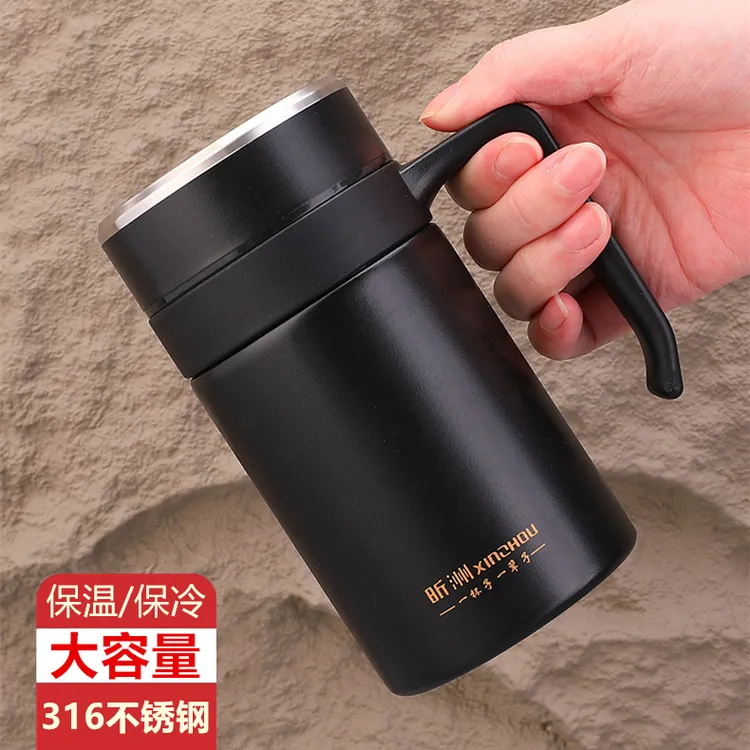 大容量保温杯男士泡茶杯男款带手柄杯子316不锈钢办公室商务水杯