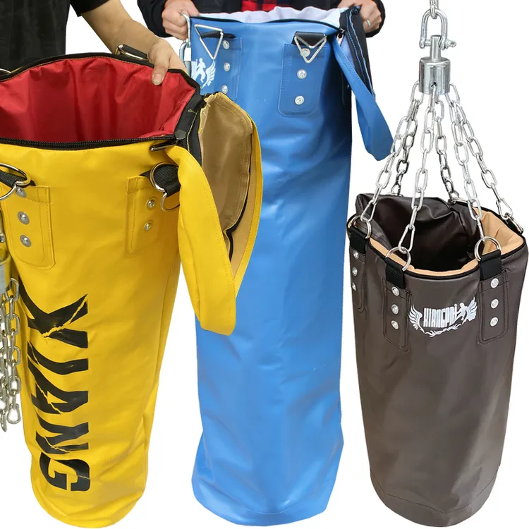 广州响牌空心超纤皮沙袋自己填充泰拳搏击拳击散打训练沙包定制款