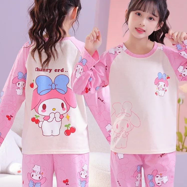儿童睡衣春秋季女童长袖薄款透气家居服女孩子宝宝卡通夏季空调服
