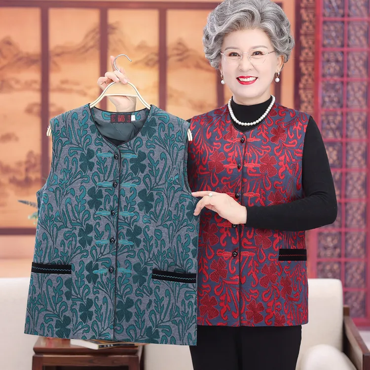 中老年人女装秋装新款奶奶马甲老人衣服开衫马夹妈妈百搭背心外套