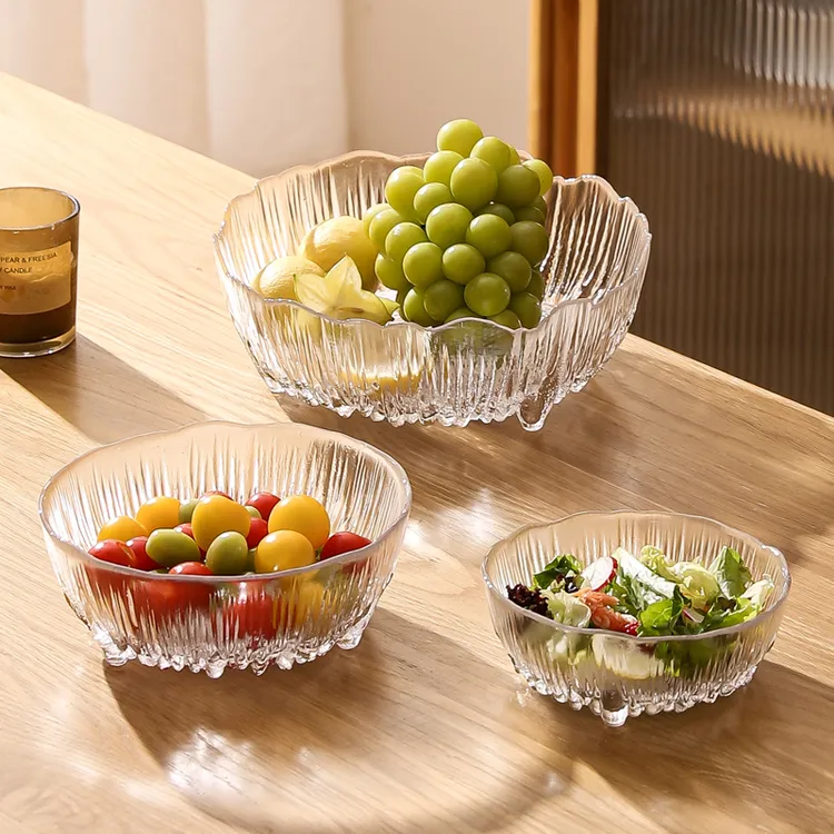 川岛屋北欧玻璃水果盘客厅茶几家用沙拉碗轻奢高档精致高颜值果盘