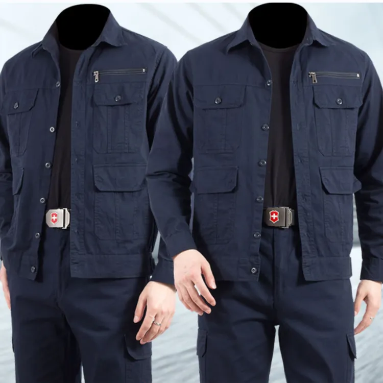 春秋工作服长袖男女套装棉质耐磨电焊汽修工作服户外劳保服