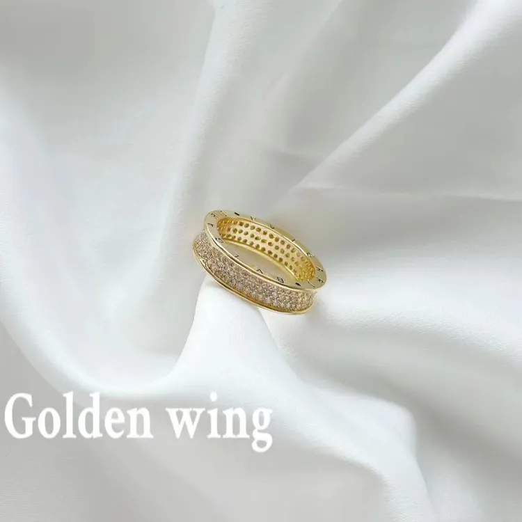 铜合金锆石戒指 Golden wing韩版个性宽版戒指2041