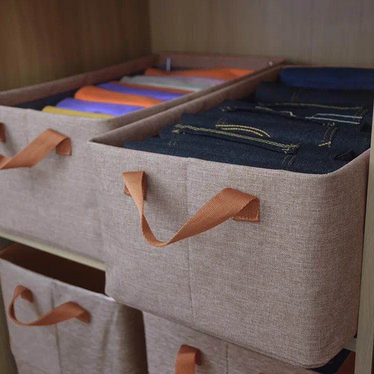 升级款加厚咖色阳离子收纳盒可水洗钢架裤子家用衣服收纳整理盒