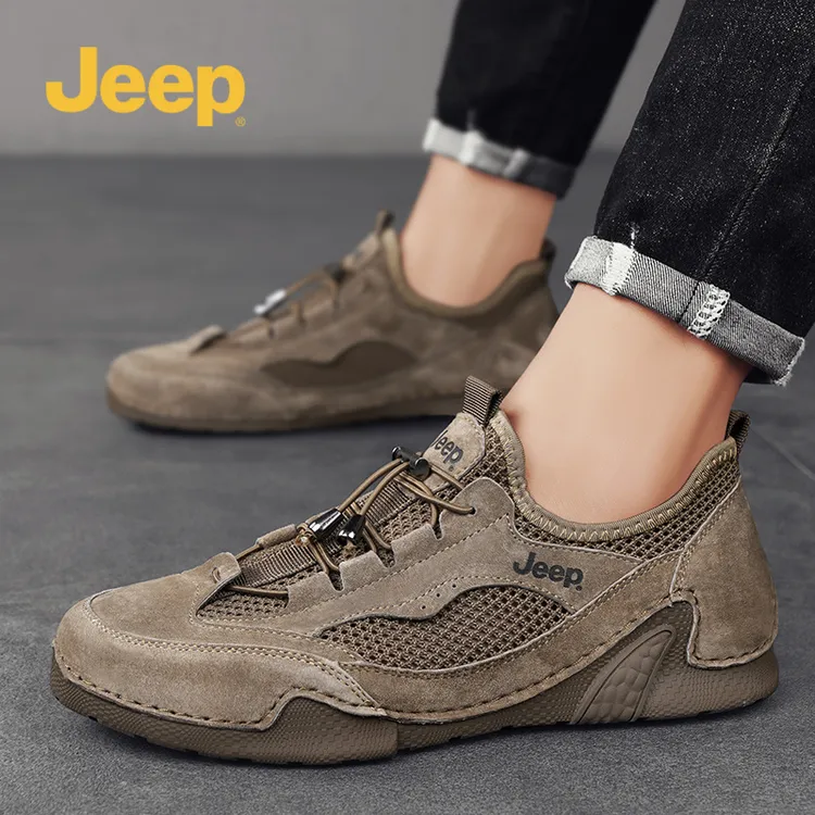 JEEP/吉普男鞋夏季透气镂空网鞋男新款轻便一脚蹬懒人运动休闲鞋C