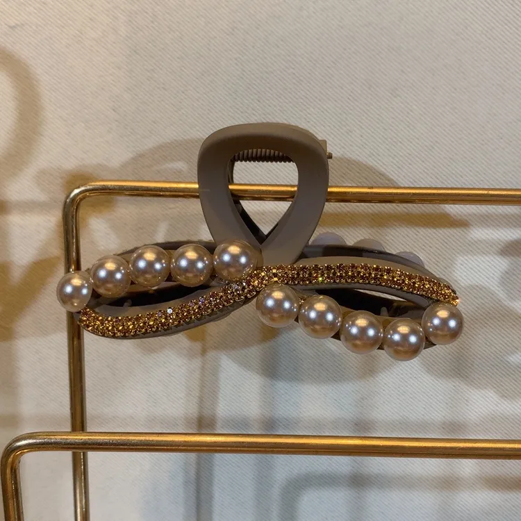 气质珠珠9公分抓夹优雅网红发夹时尚百搭韩版