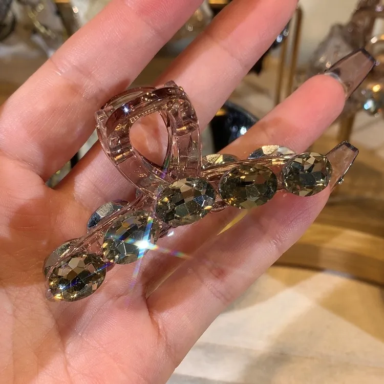 GOBJNKO中号7厘米抓夹韩国新品茶咖色气质轻奢韩版优雅发夹