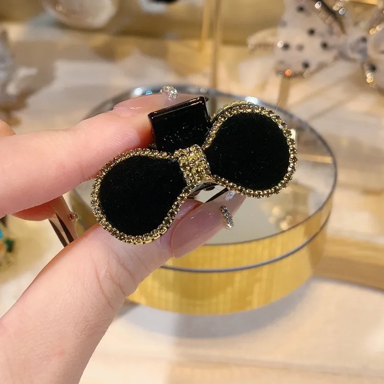 韩版迷你3厘米气质黑色蝴蝶结发夹刘海夹韩版小抓夹公主风发饰