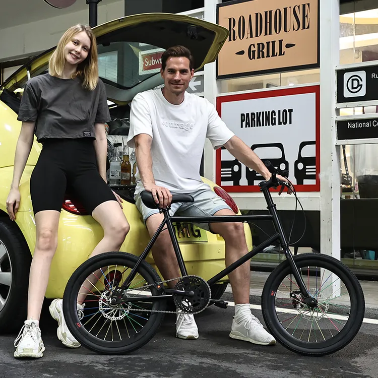 死飞自行车20寸城市单车公路赛迷你小轮倒刹车实心胎成人男女学生